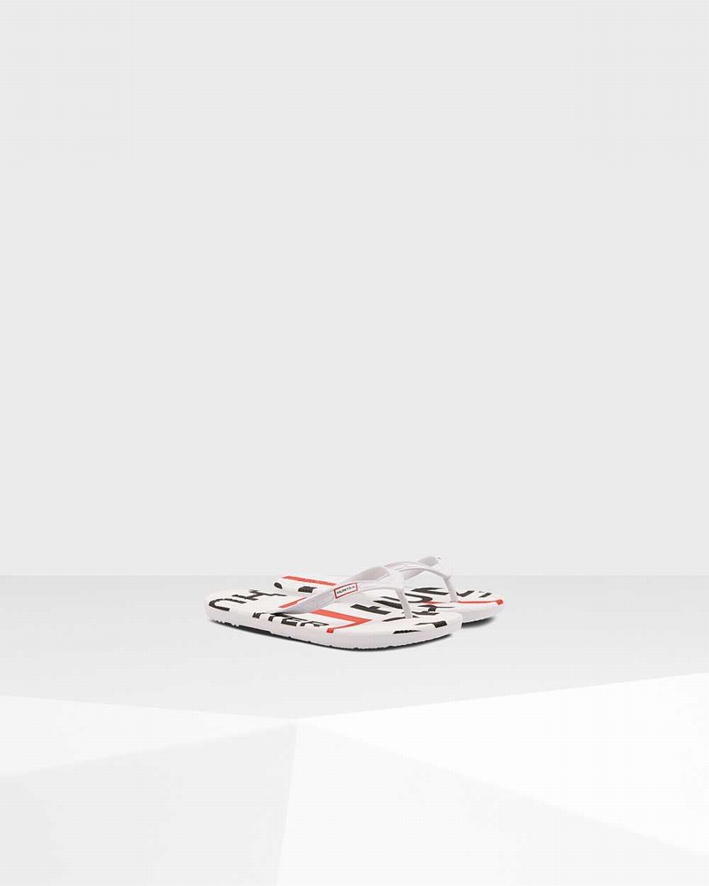 Hunter Original Exploded Logo Women Flip Flops White | 733565518