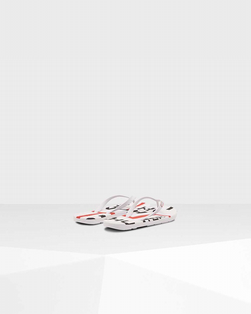Hunter Original Exploded Logo Women Flip Flops White | 733565518