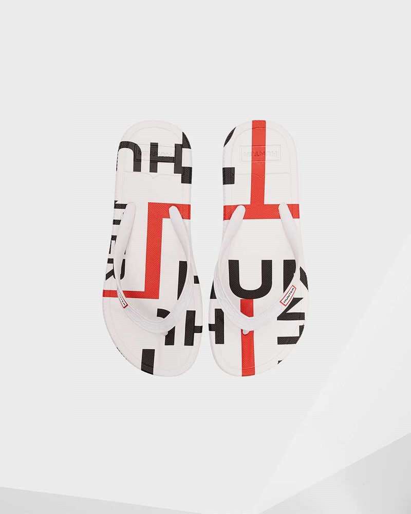 Hunter Original Exploded Logo Women Flip Flops White | 733565518