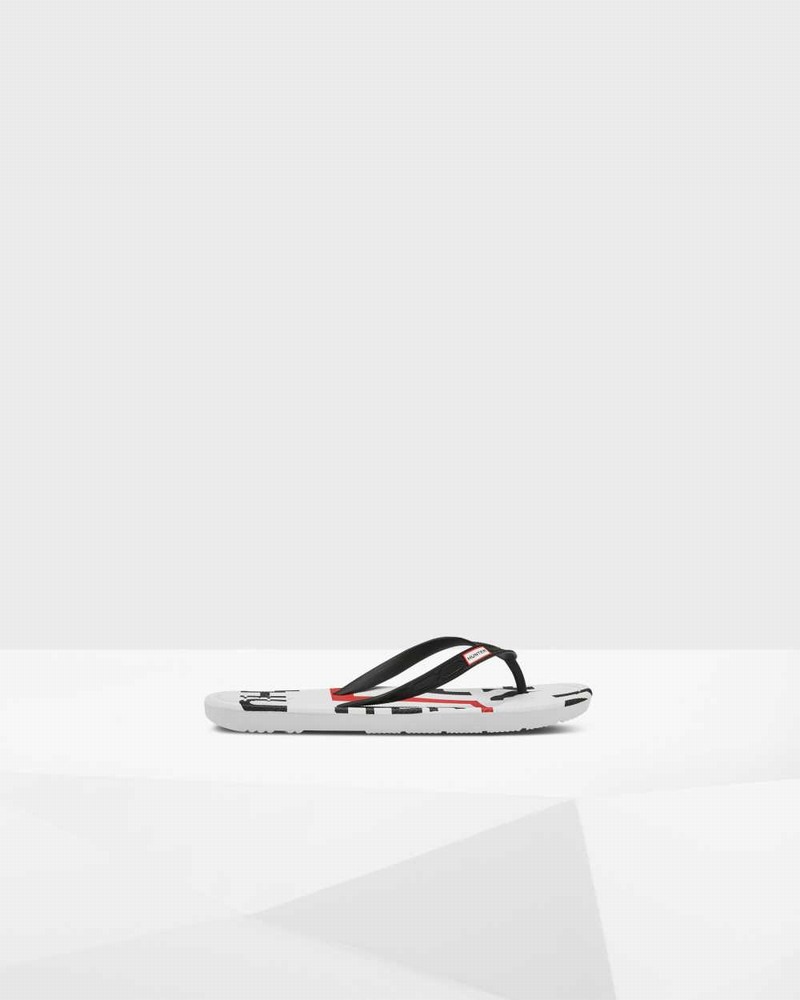 Hunter Original Exploded Logo Women Flip Flops Black | 695728267