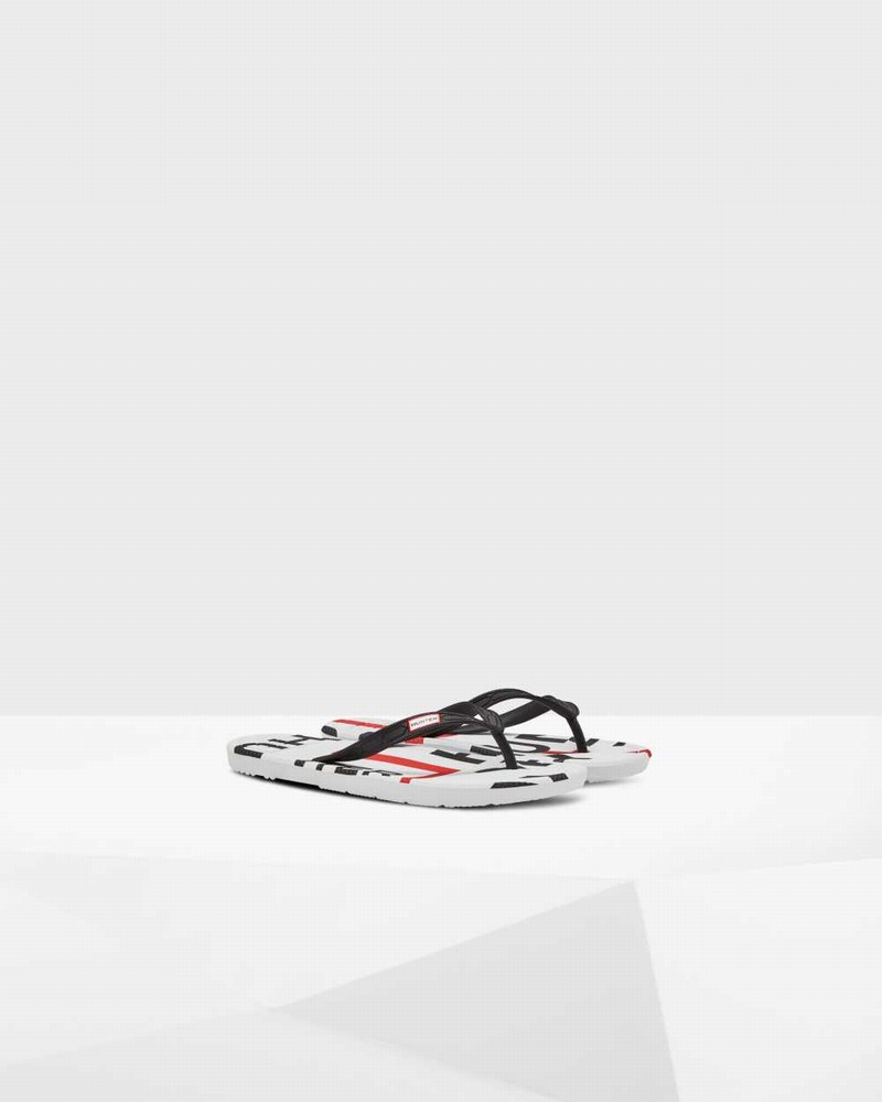 Hunter Original Exploded Logo Women Flip Flops Black | 695728267