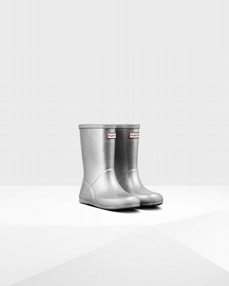 Hunter Original First Classic Cosmic Glitter Kids' Rain Boots Silver | 25784276
