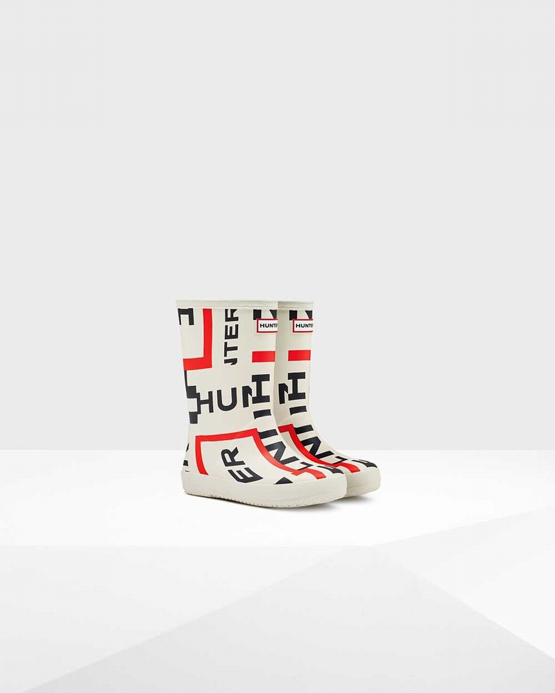 Hunter Original First Classic Exploded Logo Kids' Rain Boots White | 95547835