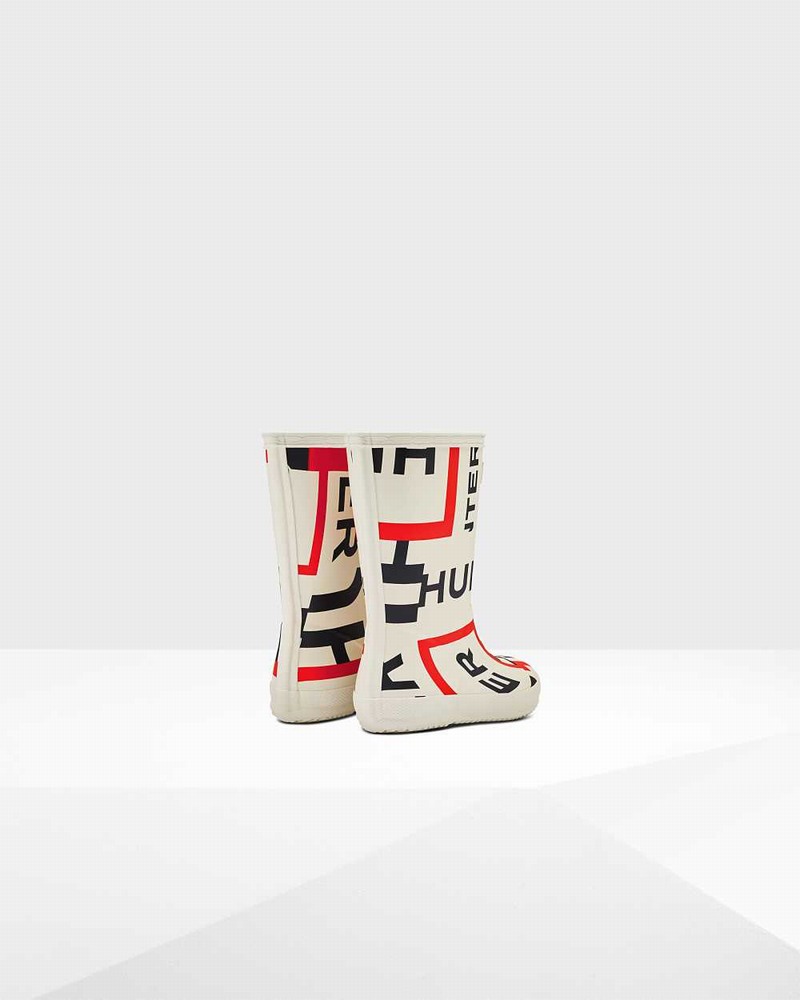 Hunter Original First Classic Exploded Logo Kids' Rain Boots White | 95547835