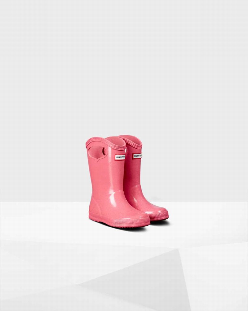 Hunter Original First Classic Grab Handle Kids' Rain Boots Pink | 247249045