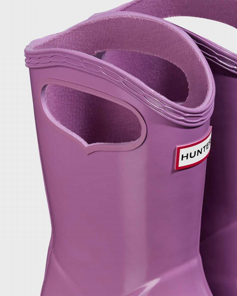 Hunter Original First Classic Grab Handle Kids' Rain Boots Purple | 820578403