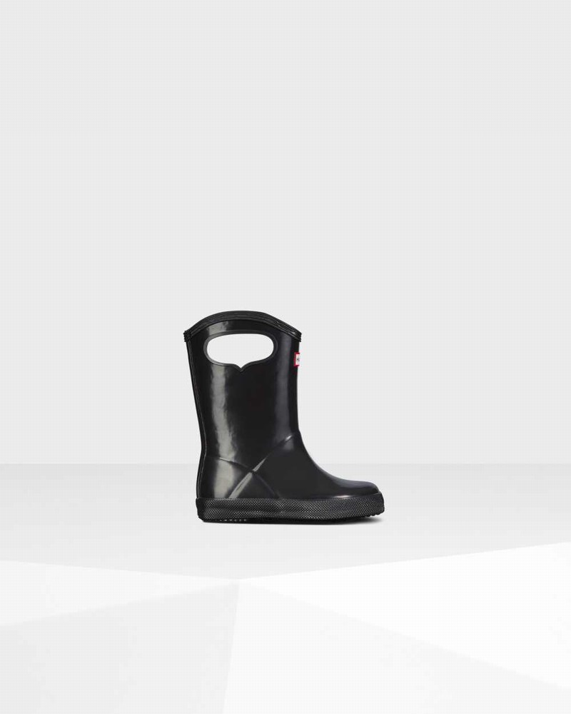 Hunter Original First Classic Grab Handle Kids\' Rain Boots Black | 441144190