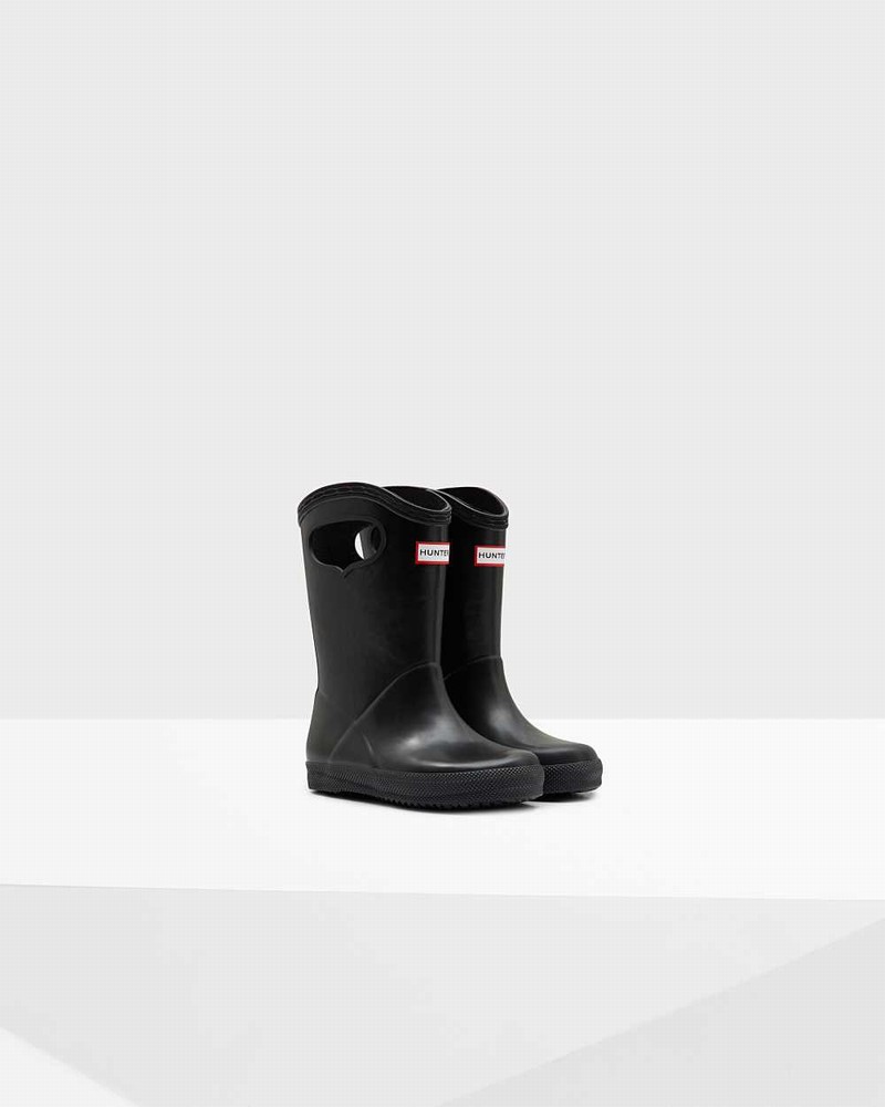 Hunter Original First Classic Grab Handle Kids' Rain Boots Black | 195943513