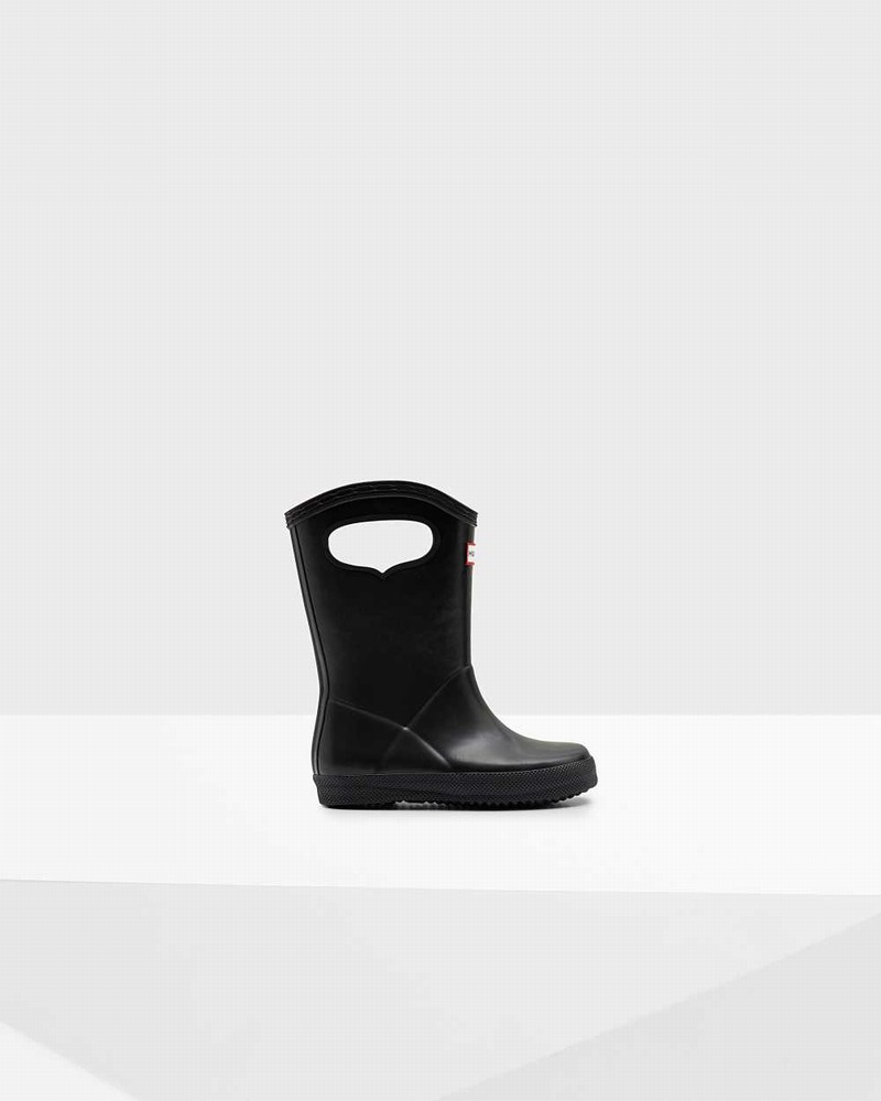Hunter Original First Classic Grab Handle Kids\' Rain Boots Black | 195943513