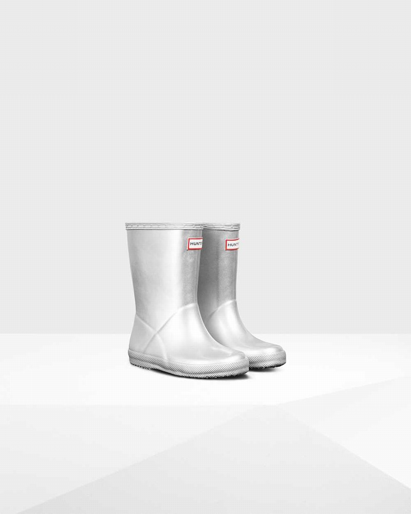 Hunter Original First Classic Metallic Kids' Rain Boots Silver | 216667541