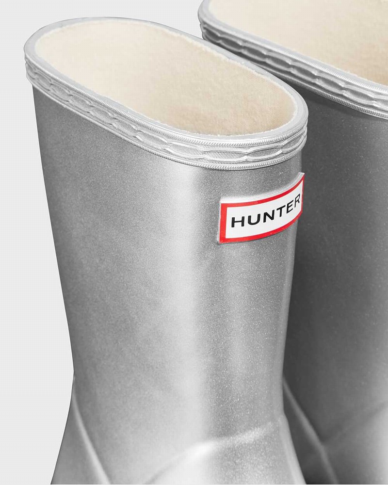 Hunter Original First Classic Metallic Kids' Rain Boots Silver | 216667541