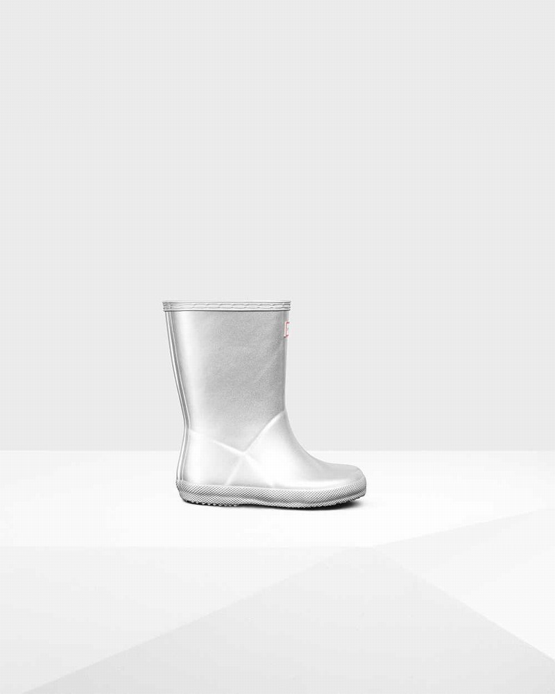 Hunter Original First Classic Metallic Kids\' Rain Boots Silver | 216667541