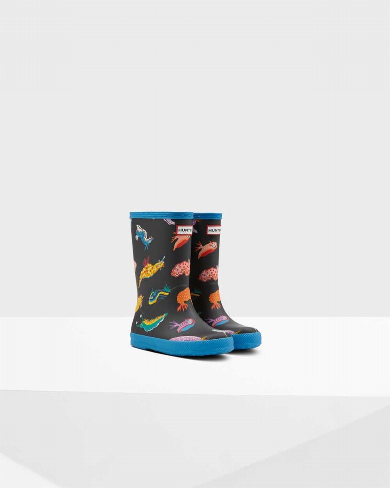 Hunter Original First Classic Sea Monster Print Kids' Rain Boots Blue | 882859491