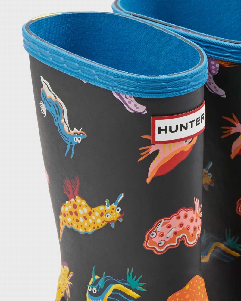 Hunter Original First Classic Sea Monster Print Kids' Rain Boots Blue | 882859491
