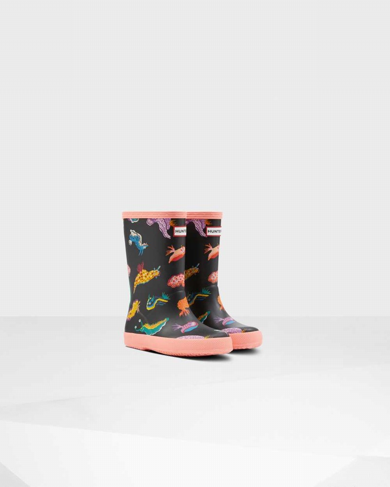 Hunter Original First Classic Sea Monster Print Kids' Rain Boots Pink | 209382567