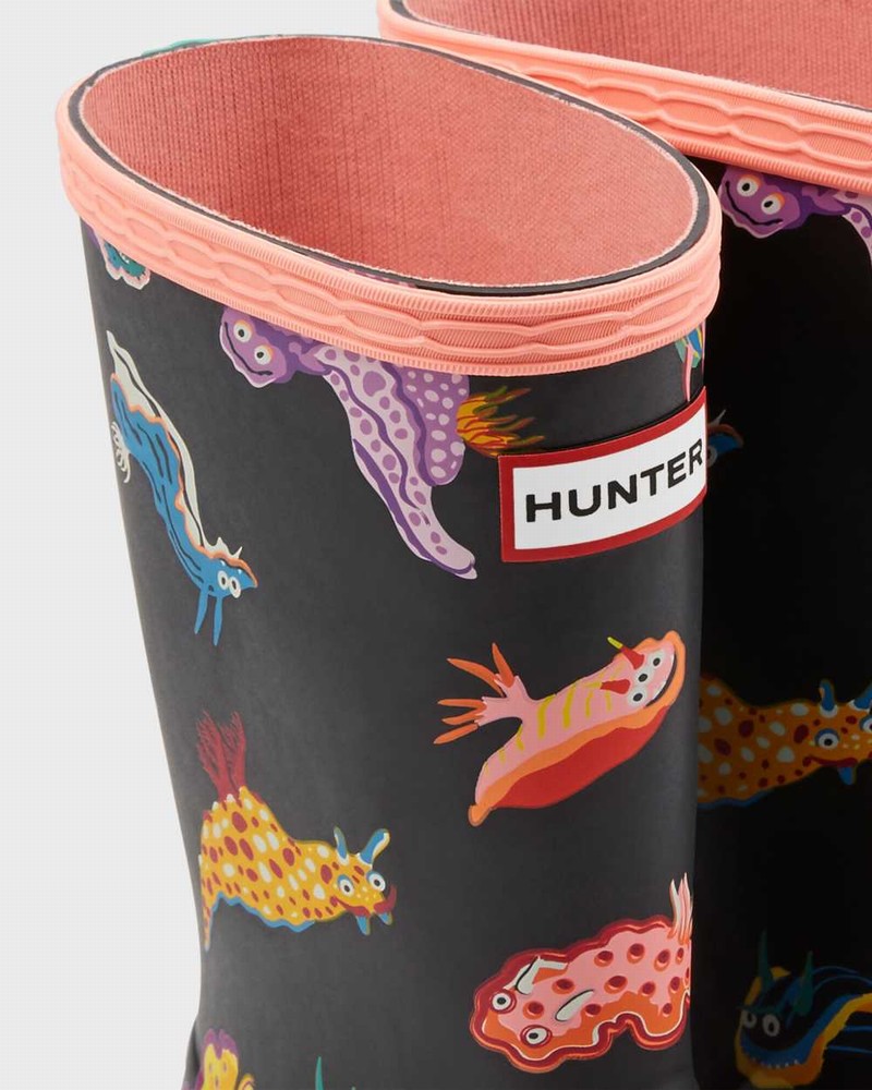 Hunter Original First Classic Sea Monster Print Kids' Rain Boots Pink | 209382567