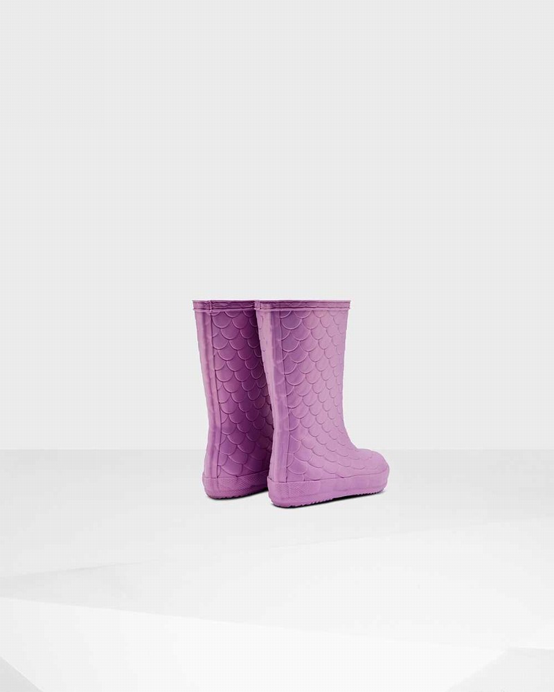 Hunter Original First Sea Dragon Texture Kids' Rain Boots Purple | 111655974