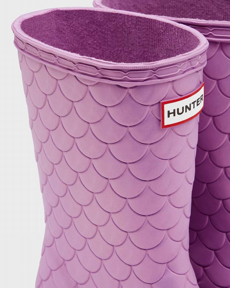 Hunter Original First Sea Dragon Texture Kids' Rain Boots Purple | 111655974