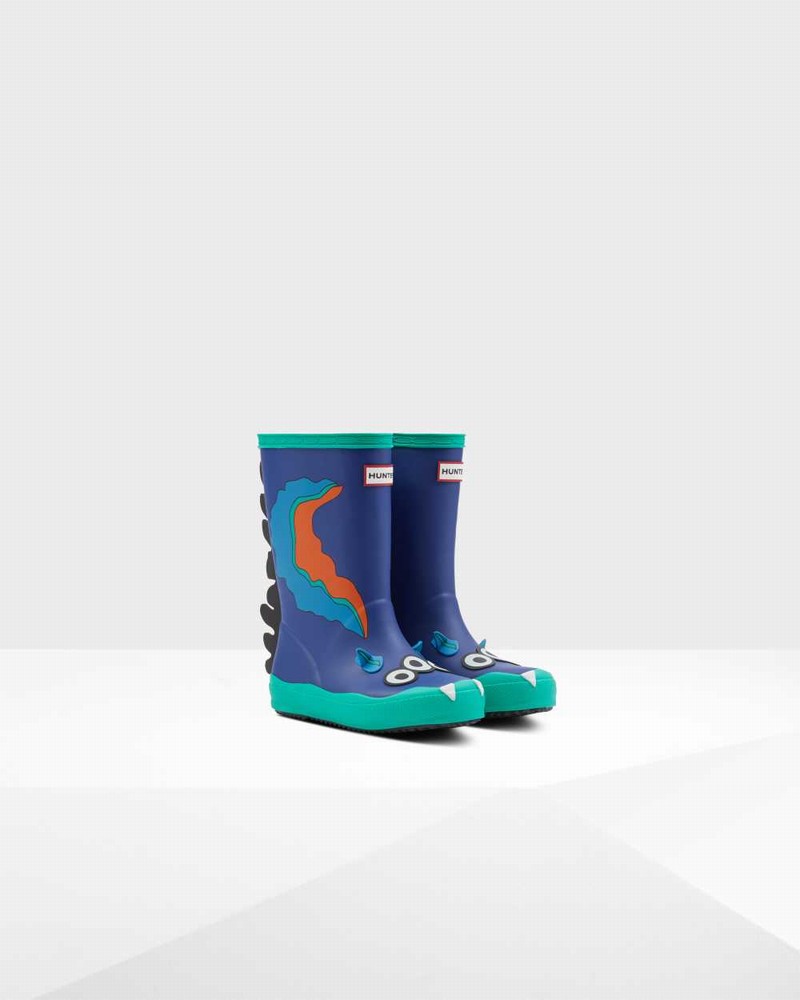 Hunter Original First Sea Monster Character Kids' Rain Boots Blue | 101638061