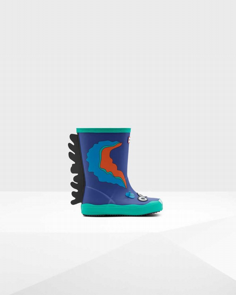 Hunter Original First Sea Monster Character Kids\' Rain Boots Blue | 101638061
