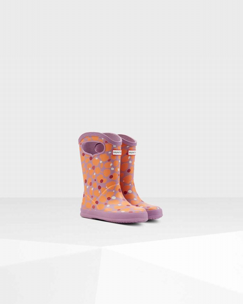 Hunter Original First Spot Camo Grab Handle Kids' Rain Boots Orange | 311196814