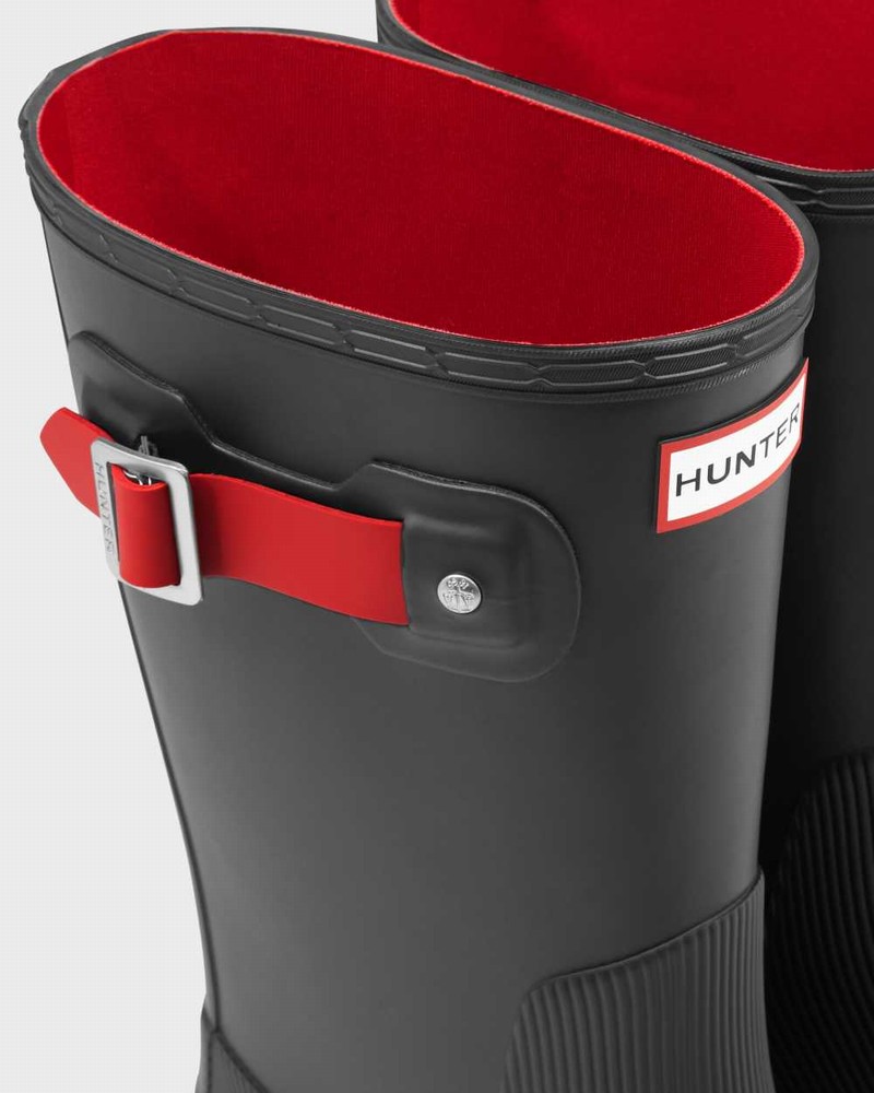 Hunter Original Flat Heel Calendar Sole Short Men Short Boots Black | 896453004