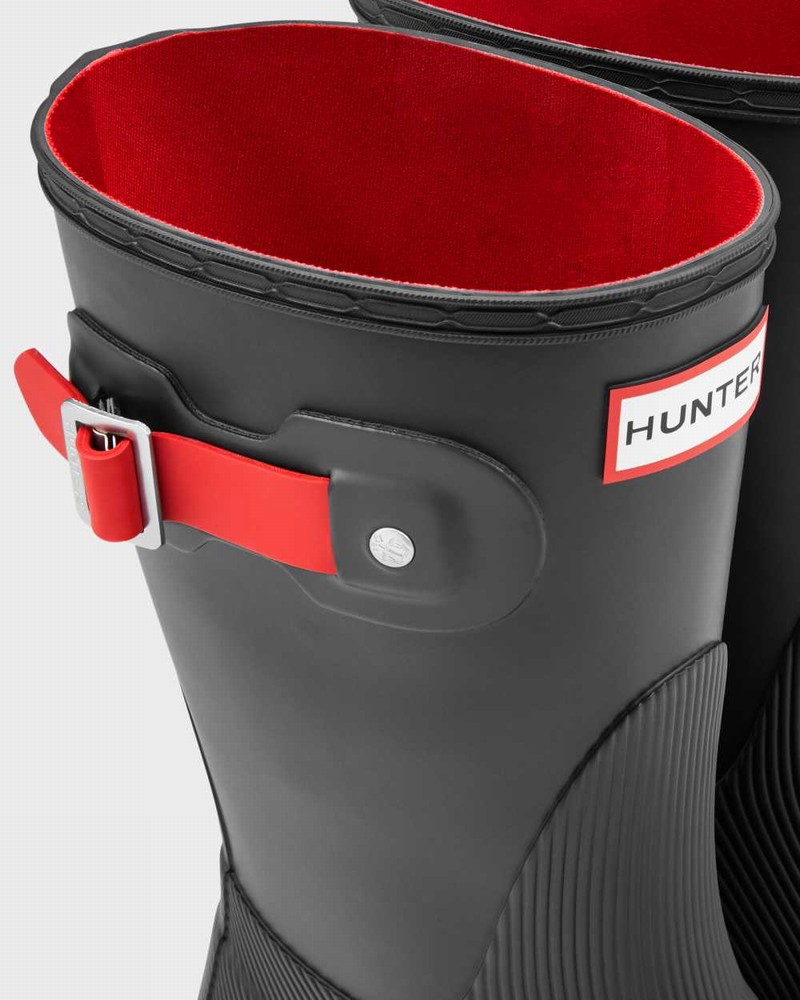Hunter Original Flat Heel Calendar Sole Short Mid-Calf Women Short Boots Black | 347376046
