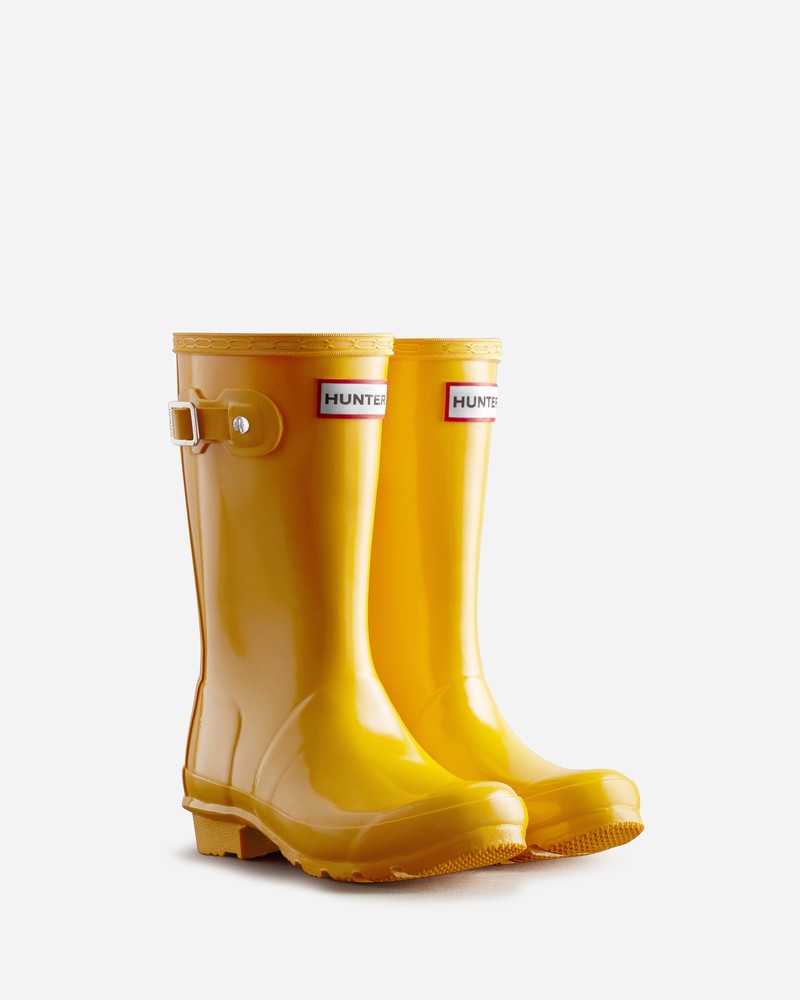 Hunter Original Gloss Kids' Wellington Boots Yellow | 506267099