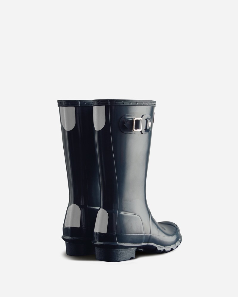 Hunter Original Gloss Kids' Wellington Boots Navy | 631564633