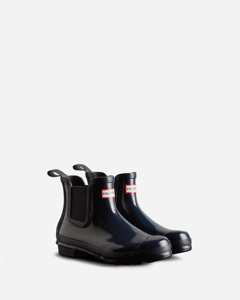 Hunter Original Gloss Women Chelsea Boots Navy | 413940055