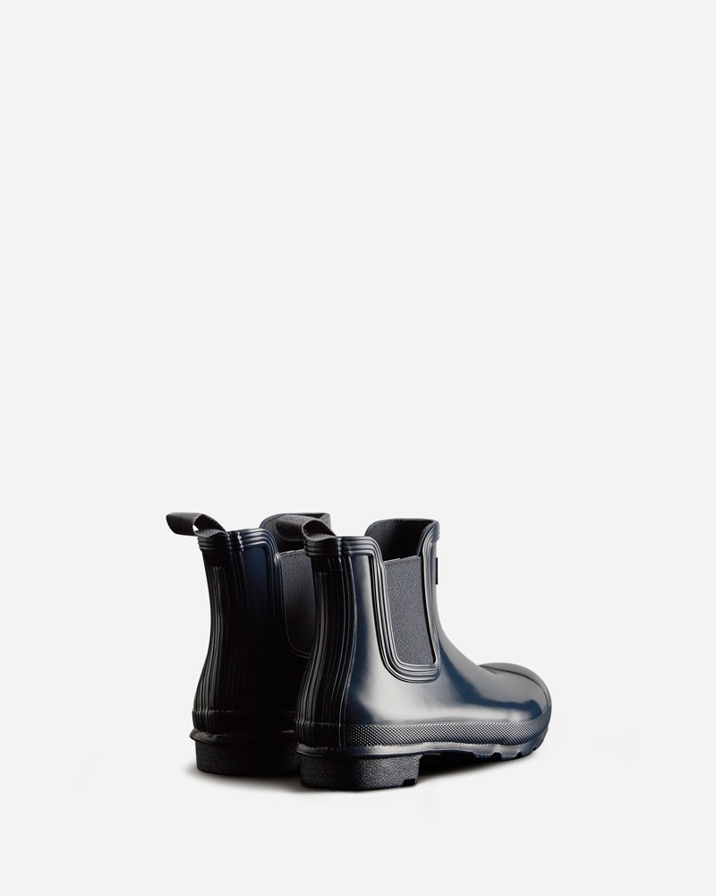 Hunter Original Gloss Women Chelsea Boots Navy | 413940055