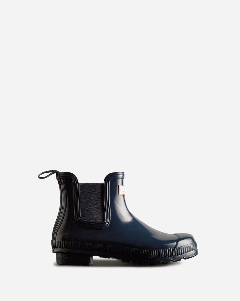 Hunter Original Gloss Women Chelsea Boots Navy | 413940055