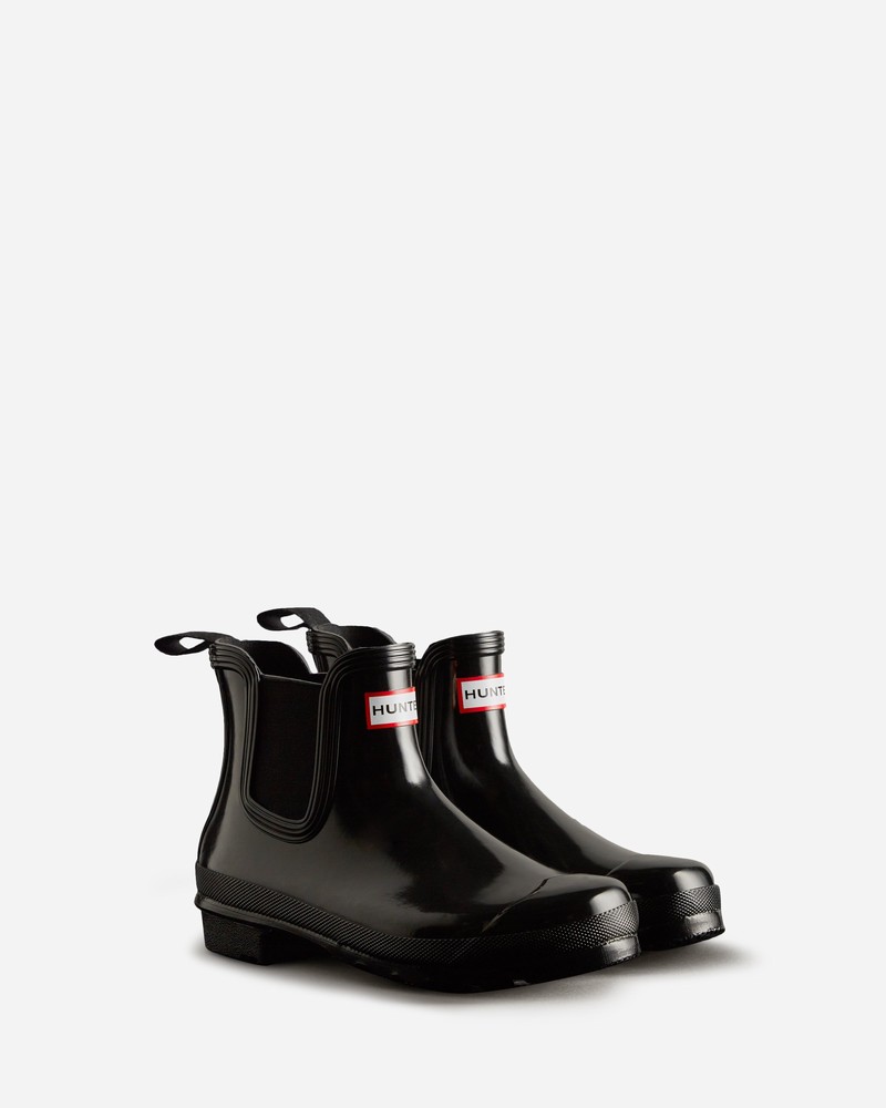 Hunter Original Gloss Women Chelsea Boots Black | 213901362
