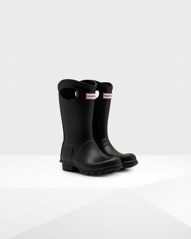 Hunter Original Grab Handle Kids' Rain Boots Black | 318794255
