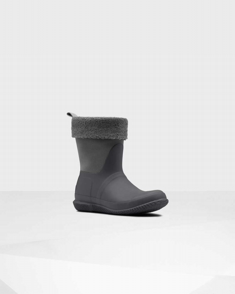 Hunter Original Insulated Roll Top Sherpa Women Winter Boots Black | 928306102