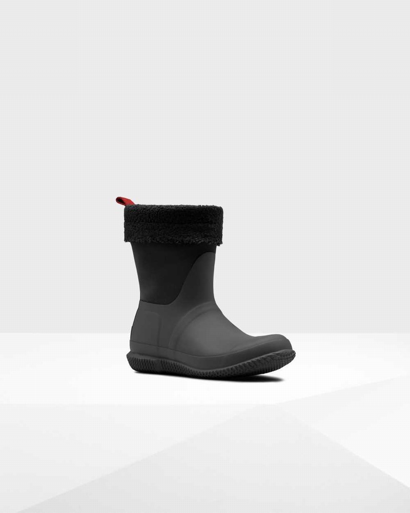 Hunter Original Insulated Roll Top Sherpa Women Winter Boots Black | 882590306