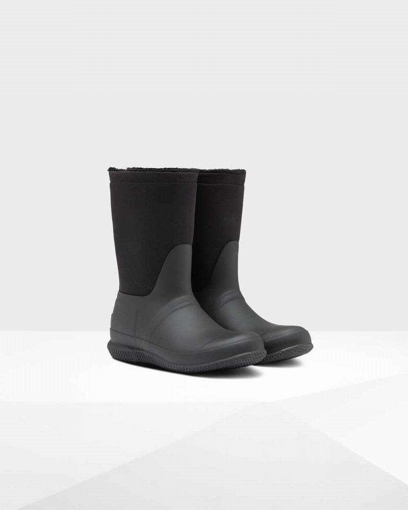 Hunter Original Insulated Roll Top Sherpa Women Winter Boots Black | 882590306