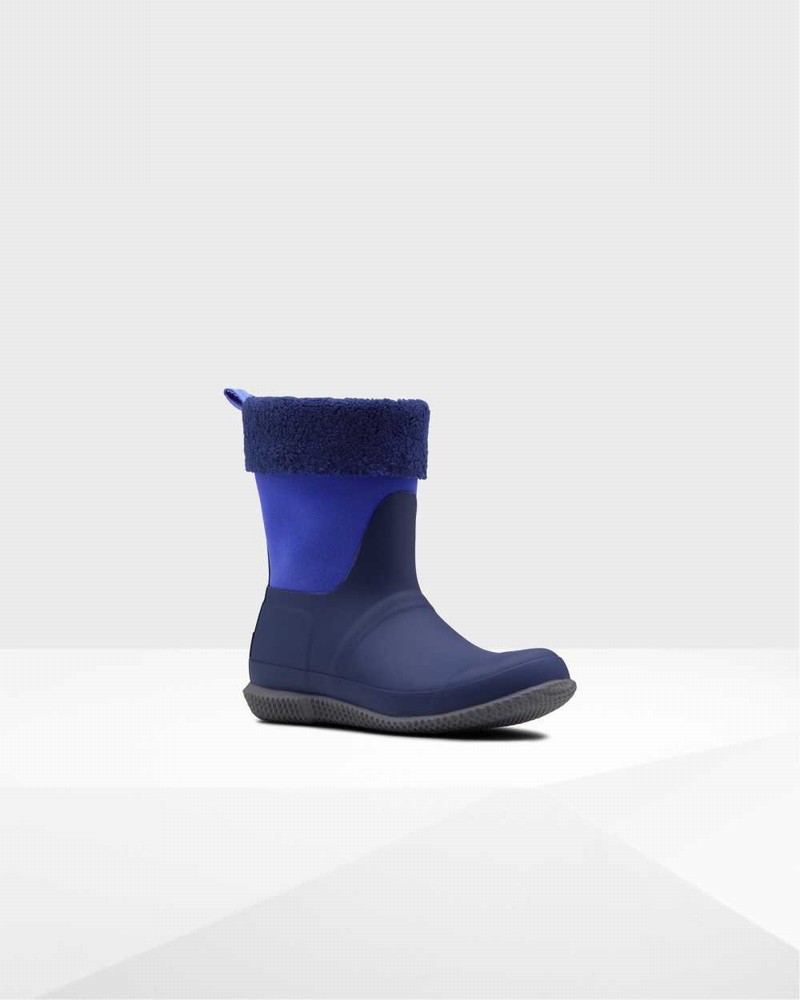 Hunter Original Insulated Roll Top Sherpa Women Winter Boots Navy | 683115915