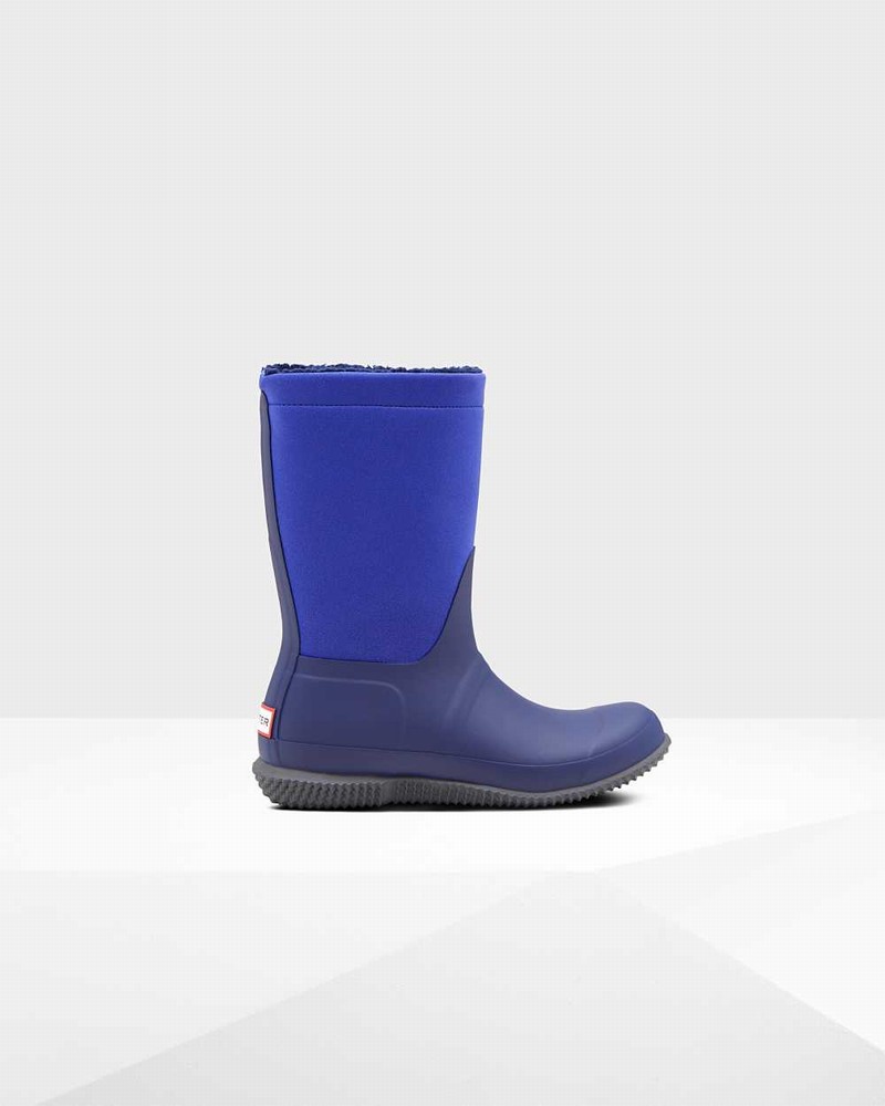 Hunter Original Insulated Roll Top Sherpa Women Winter Boots Navy | 683115915