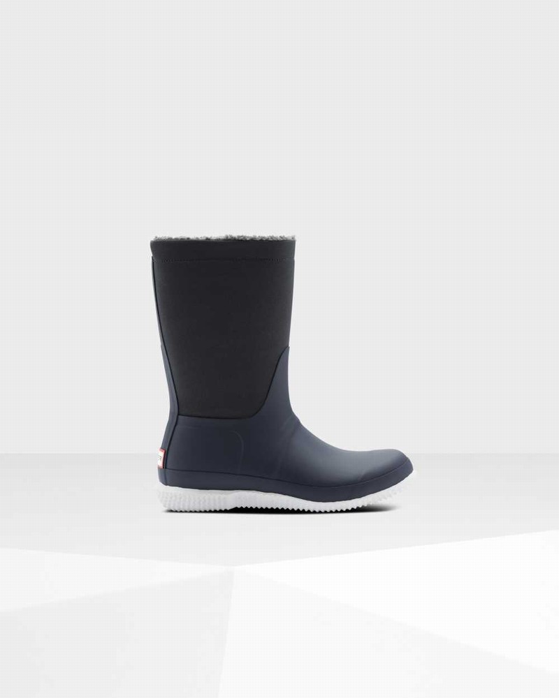 Hunter Original Insulated Roll Top Sherpa Women Winter Boots Navy | 331918011