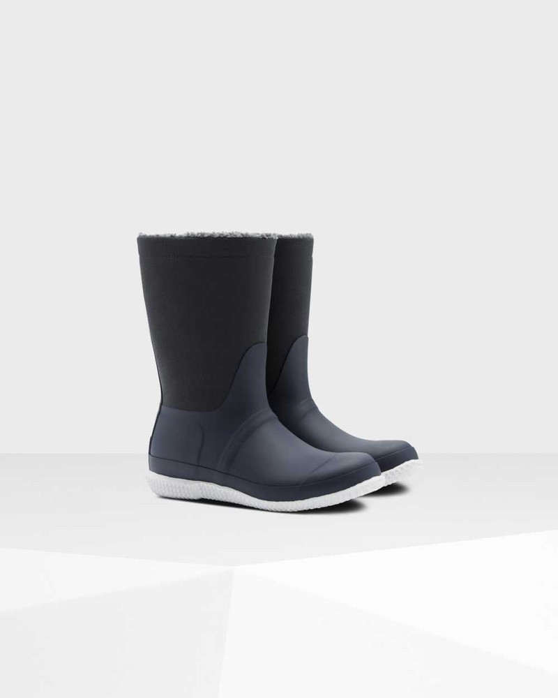 Hunter Original Insulated Roll Top Sherpa Women Winter Boots Navy | 331918011
