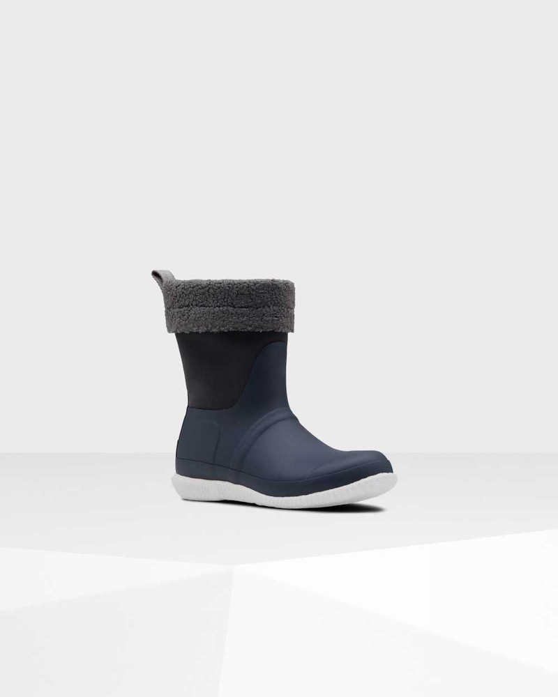 Hunter Original Insulated Roll Top Sherpa Women Winter Boots Navy | 331918011