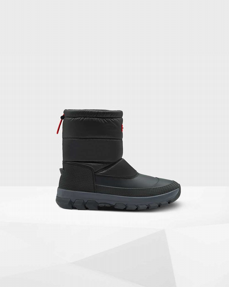 Hunter Original Insulated Short Men Snow Boots Black | 336488290