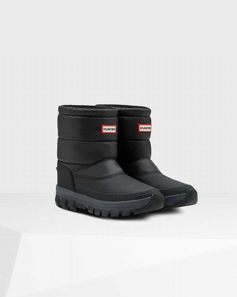 Hunter Original Insulated Short Women Snow Boots Black | 51432049