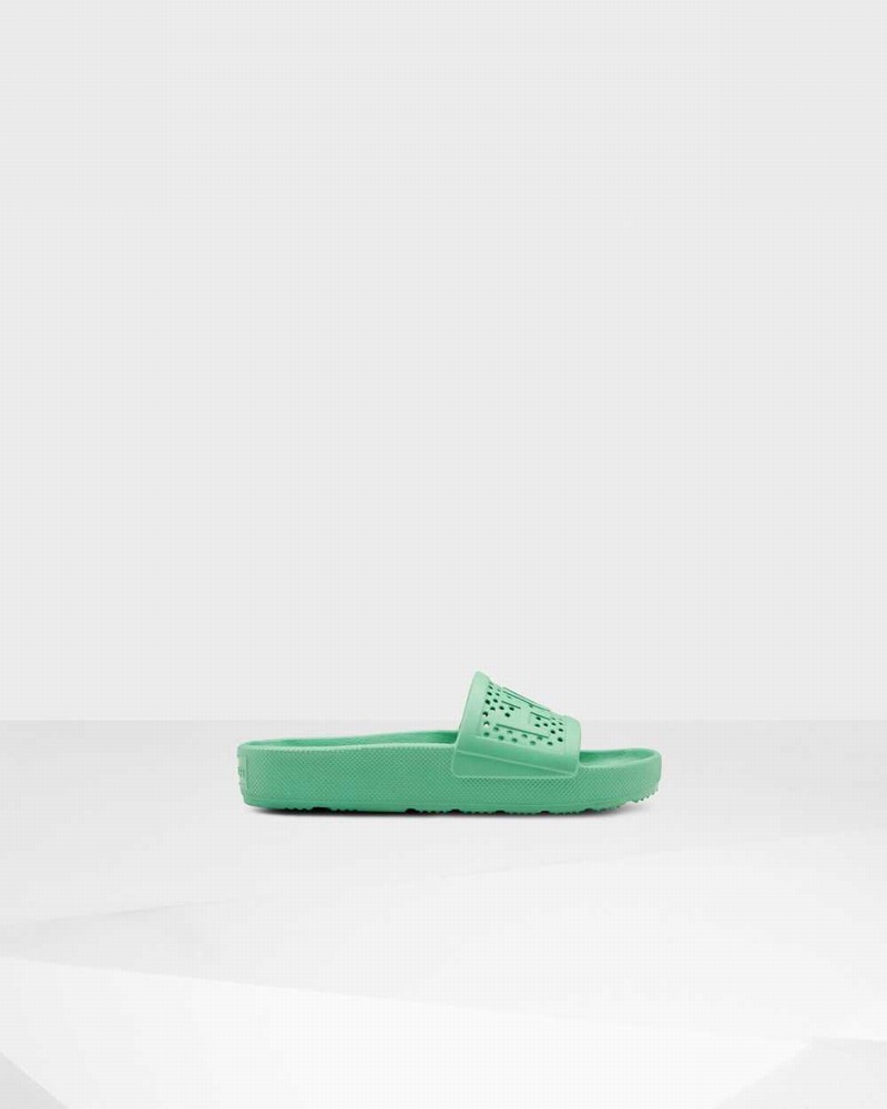 Hunter Original Lightweight Moulded Women Slides Green | 488401152