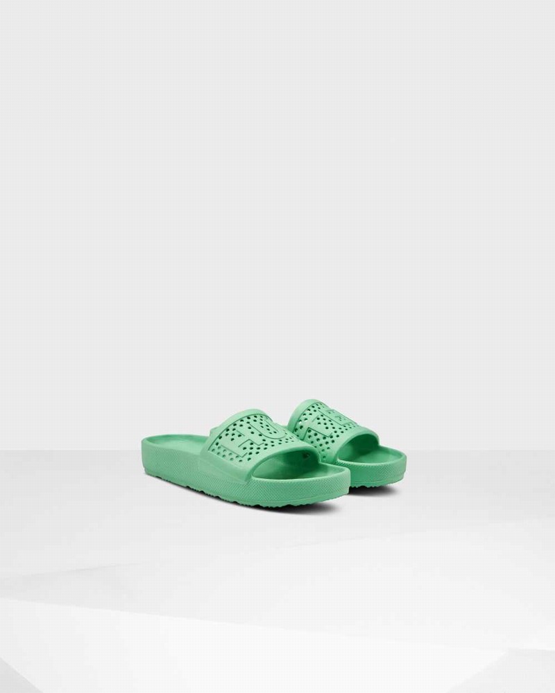 Hunter Original Lightweight Moulded Women Slides Green | 488401152