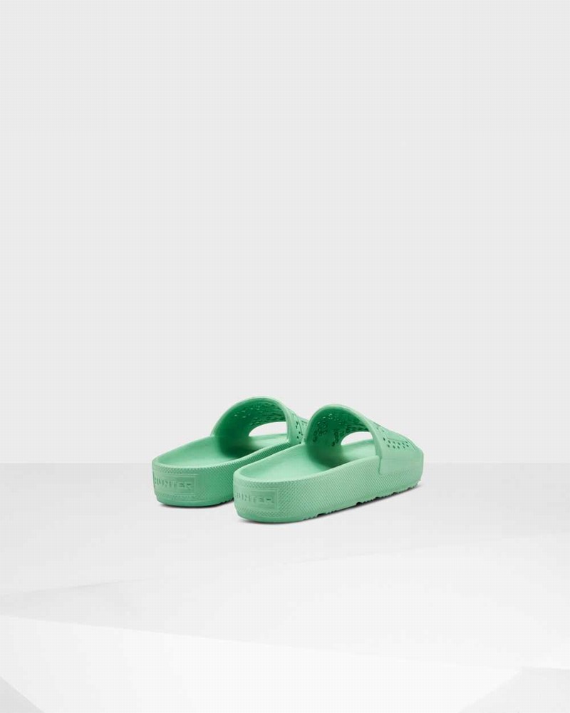Hunter Original Lightweight Moulded Women Slides Green | 488401152