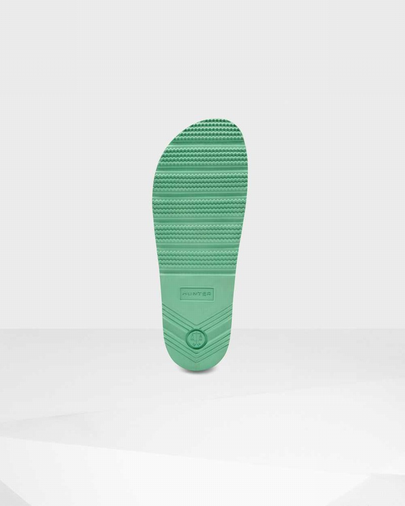 Hunter Original Lightweight Moulded Women Slides Green | 488401152