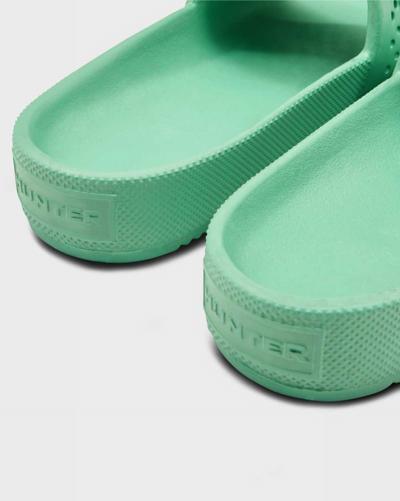 Hunter Original Lightweight Moulded Women Slides Green | 488401152