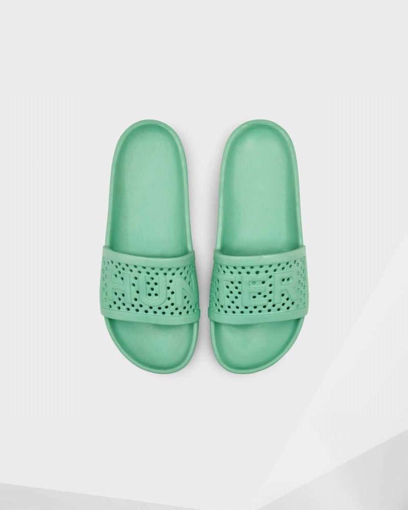 Hunter Original Lightweight Moulded Women Slides Green | 488401152